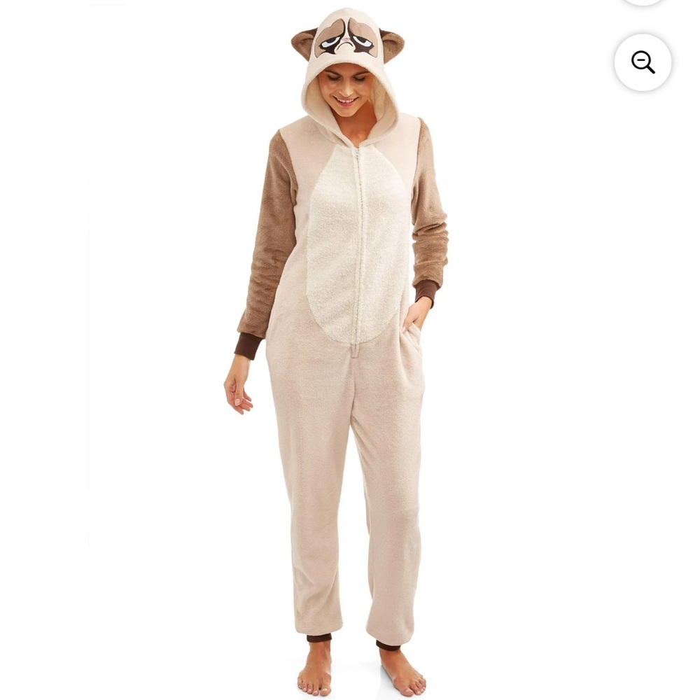 Grumpy Cat women’s union suit onesie pajamas size large
